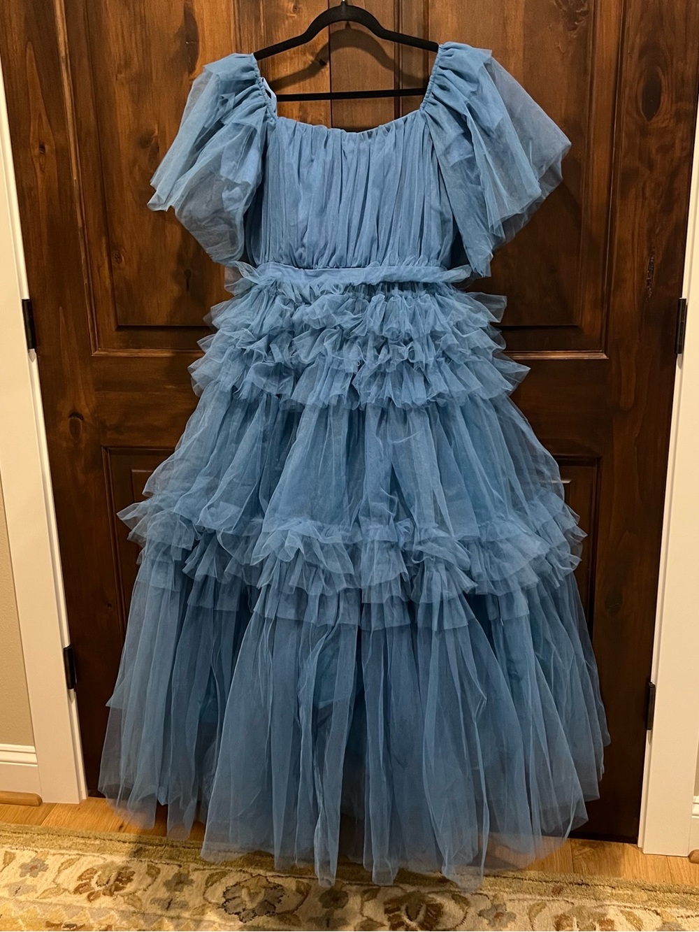 Ivy City Fairytale Elegant Blue Tiered Tulle Princess Maxi Dress - Picture 3 of 9